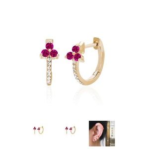 EF COLLECTION Ruby and Diamond Huggies.